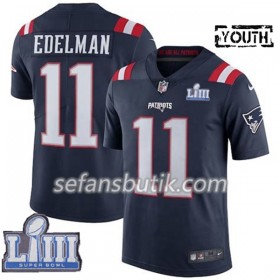 New England Patriots Tröjor Julian Edelman 11 Nike Blå 2019 Super Bowl LIII - Barn